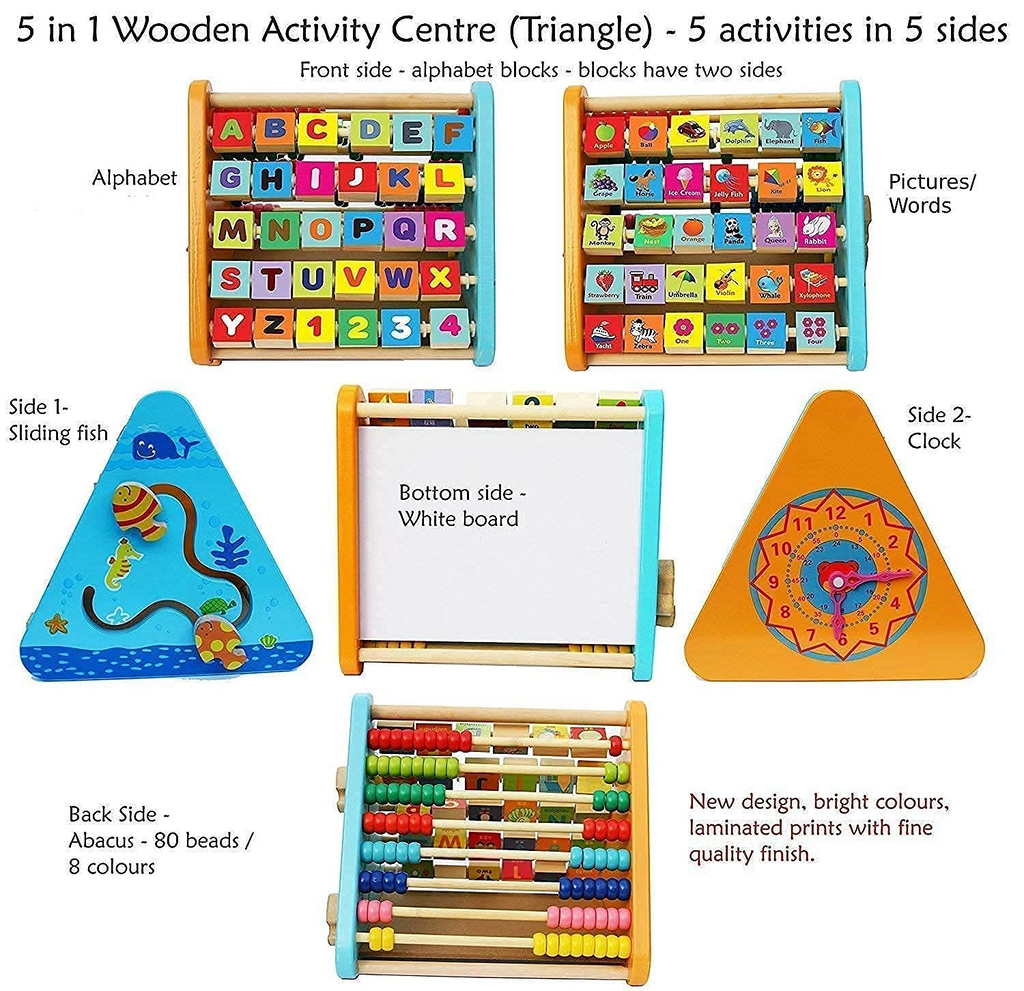 5-in-1 Wooden Activity Triangle Learning Toy