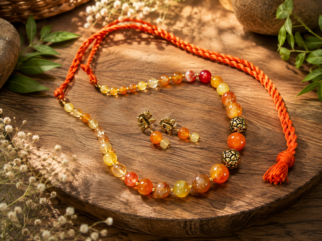 Amber Glow – Semi-Precious beads jewelry set