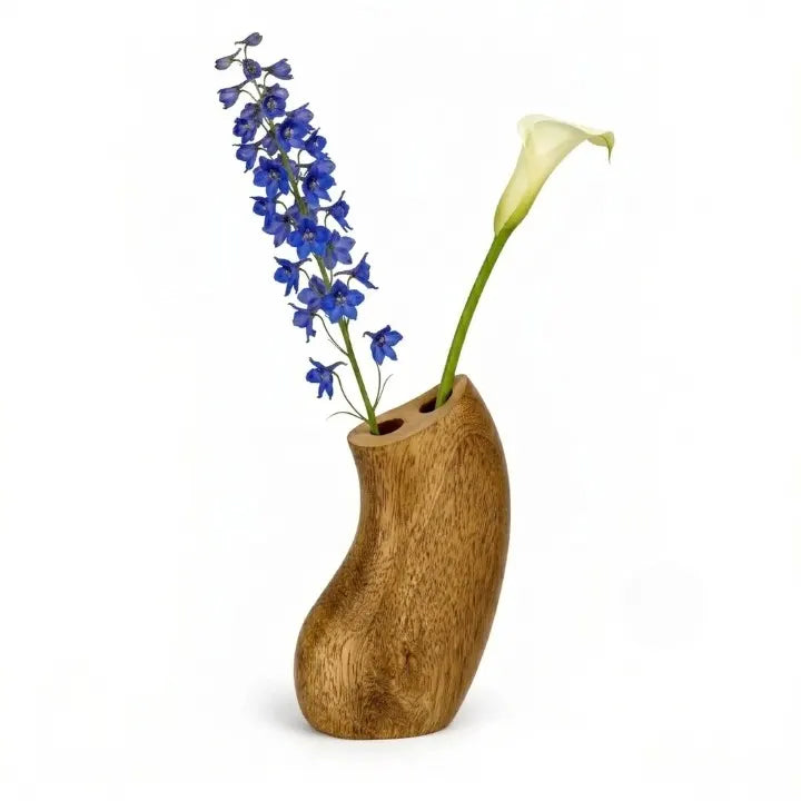Handcrafted Wooden Bud Vase – Beech Wood Decorative Mini Flower Vase for Home Décor