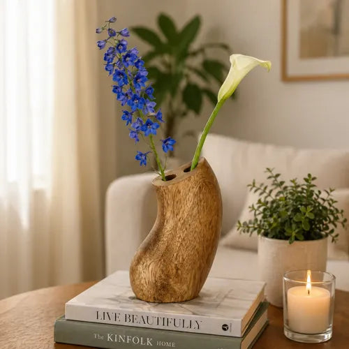 Handcrafted Wooden Bud Vase – Beech Wood Decorative Mini Flower Vase for Home Décor