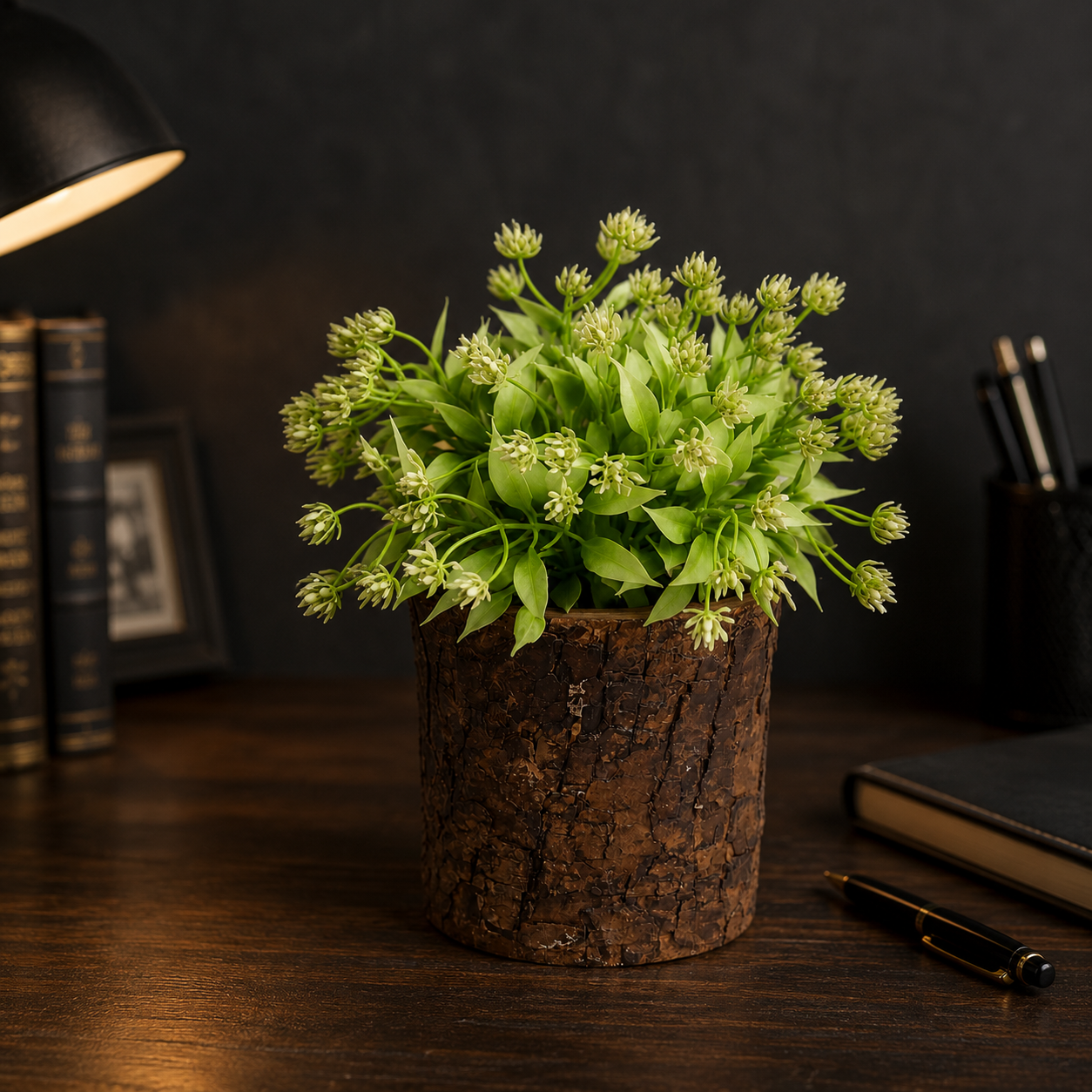 Rustic Wooden Flower Pot for Home Decor | Dark Brown Handcrafted Wooden Planter | Small Indoor Plant Holder for Desk, Table & Office Decor | 3.75 Inch