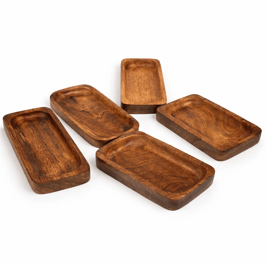 Handcrafted Wooden Serving Tray Set | Premium Small Wooden Organizer Tray for Snacks, Dry Fruits & Home Decor | Multipurpose Wooden Platter for Kitchen & Table | Organizing Jewelry