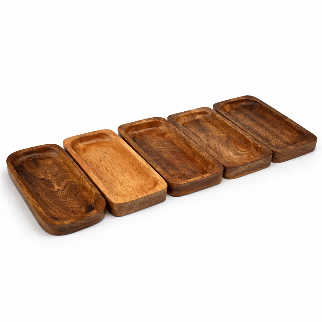 Handcrafted Wooden Serving Tray Set | Premium Small Wooden Organizer Tray for Snacks, Dry Fruits & Home Decor | Multipurpose Wooden Platter for Kitchen & Table | Organizing Jewelry