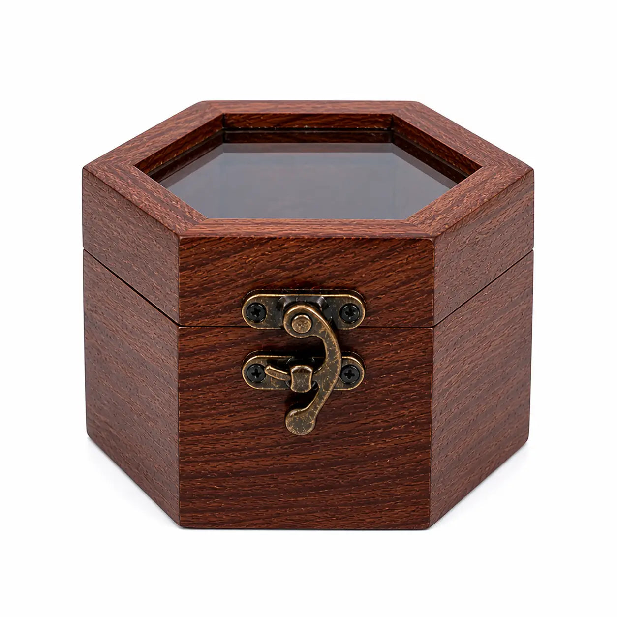 Wooden Watch Box for Men & Women | Hexagon Honeycomb Rosewood Watch Case with Glass Lid | Luxury Timepiece Storage Organizer | Travel Jewelry Box