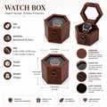 Wooden Watch Box for Men & Women | Hexagon Honeycomb Rosewood Watch Case with Glass Lid | Luxury Timepiece Storage Organizer | Travel Jewelry Box