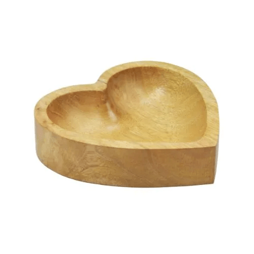Handcrafted Mango Wood Heart Shaped Jewelry Tray – Wooden Decorative Trinket Dish for Rings, Earrings & Necklace | Heart Storage Bowl for Dressing Table | Minimalist Jewelry Organizer