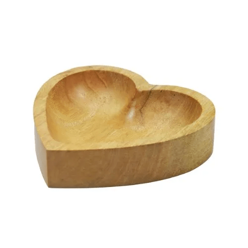 Handcrafted Mango Wood Heart Shaped Jewelry Tray – Wooden Decorative Trinket Dish for Rings, Earrings & Necklace | Heart Storage Bowl for Dressing Table | Minimalist Jewelry Organizer