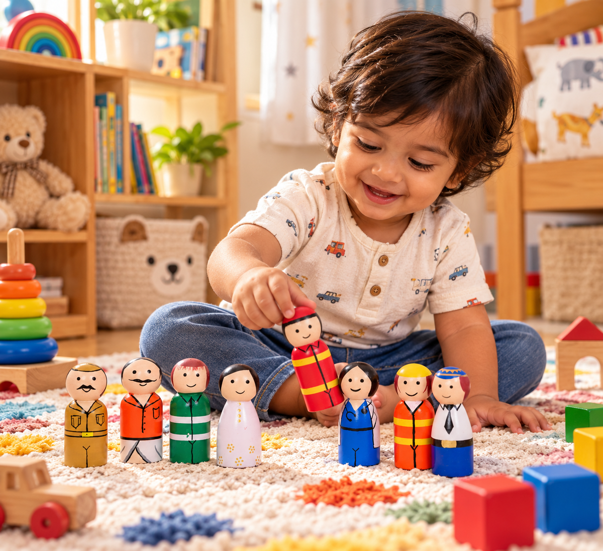 Community Helpers Wooden Peg Dolls – Set of 8