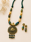 Green Multicolor Beads Statement jewelry set