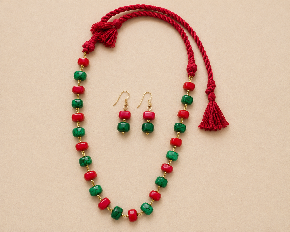 Red & Green Beads Jewelry Set