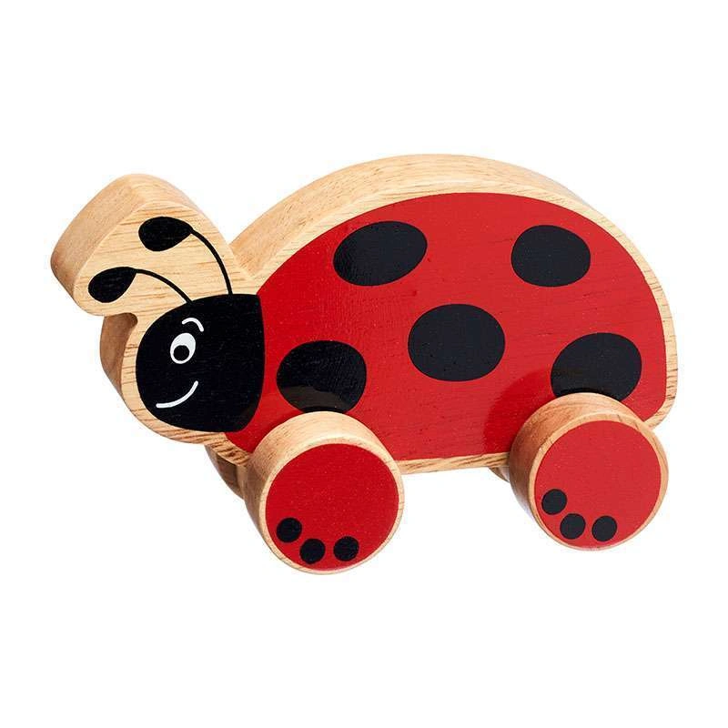 Premium Pull Along Toy Wooden Ladybug for 12 Months + Kids