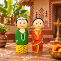 Wooden Peg Dolls, Marathi Couple in Traditional Attire