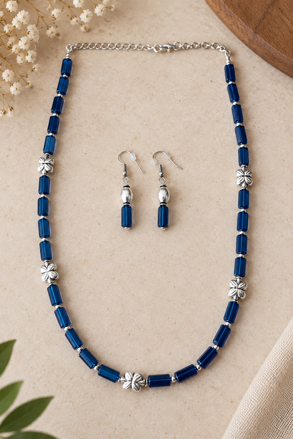 Navy Blue & Silver Jewelry Set