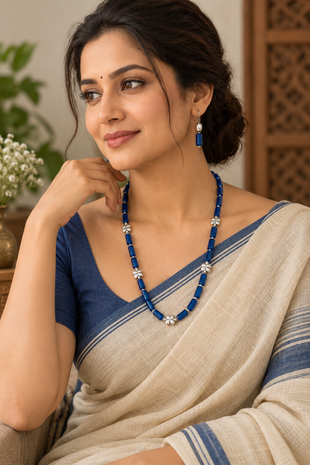 Navy Blue & Silver Jewelry Set