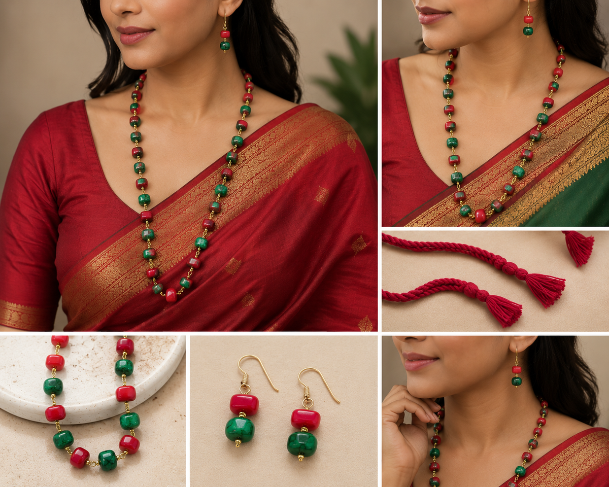 Red & Green Beads Jewelry Set