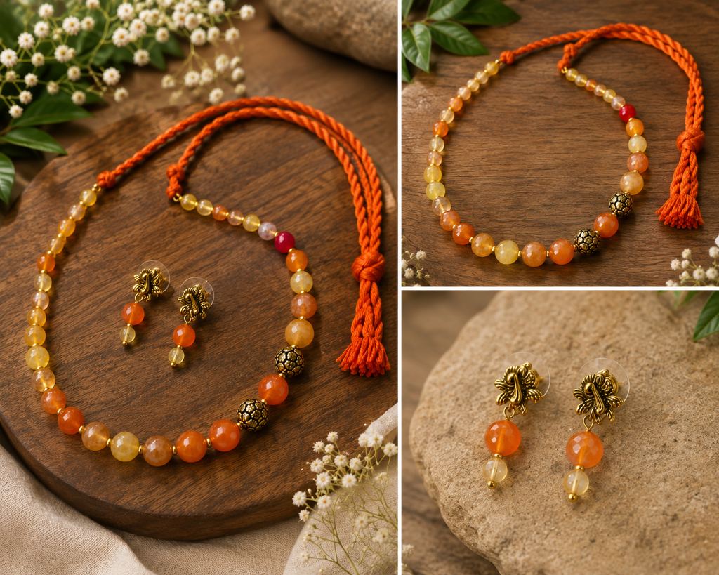 Amber Glow – Semi-Precious beads jewelry set