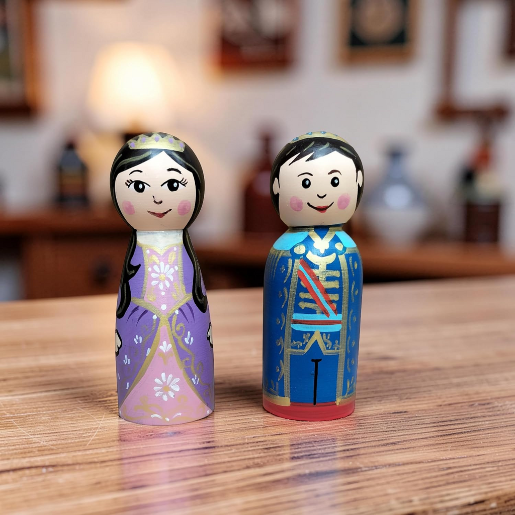 Wooden Prince & Princess Peg Dolls