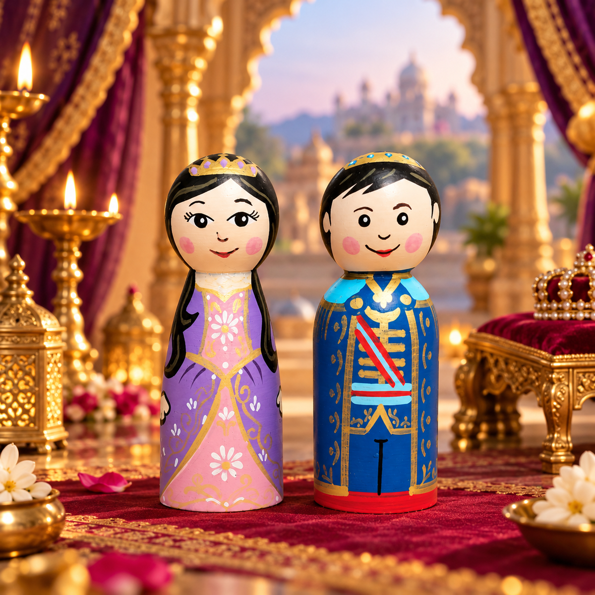 Wooden Prince & Princess Peg Dolls