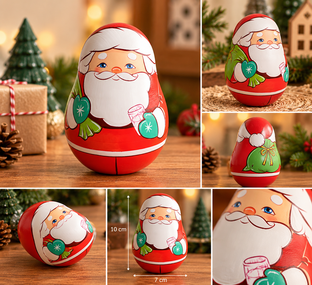 Wooden Christmas Santa Roly Poly Toy