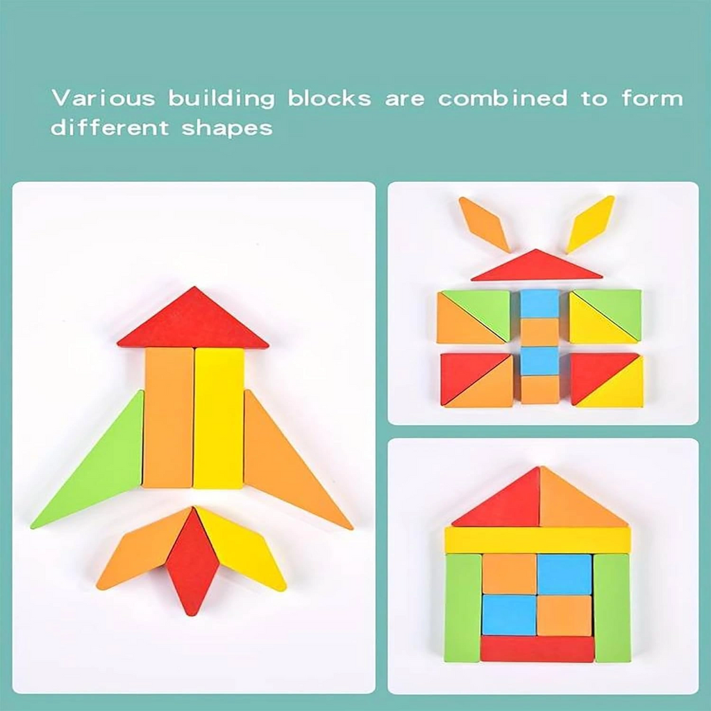 Wooden Shapes Puzzle Learning Toy, Montessori Brain Teaser Puzzle Board with 10 Geometric Shapes