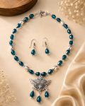 Teal Elegance – Blue & Silver Statement Jewelry Set