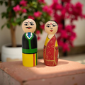 Wooden Peg Dolls, Couple in Traditional Attire
