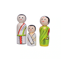 CHANNAPATNA TOYS Wooden Peg Dolls Indian Family