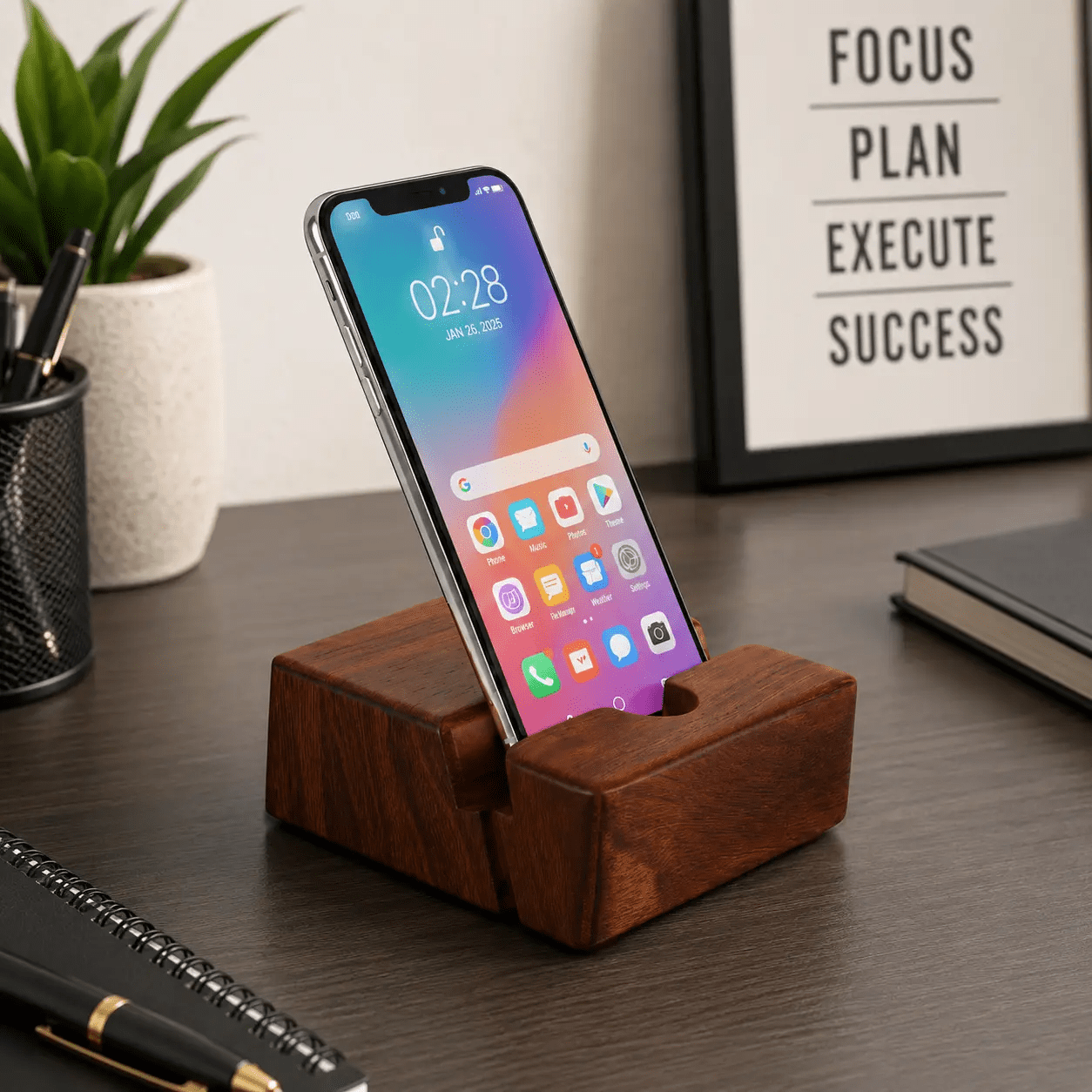 Sheesham Wood Mobile Stand – Handcrafted Wooden Phone Holder for Desk & Office
