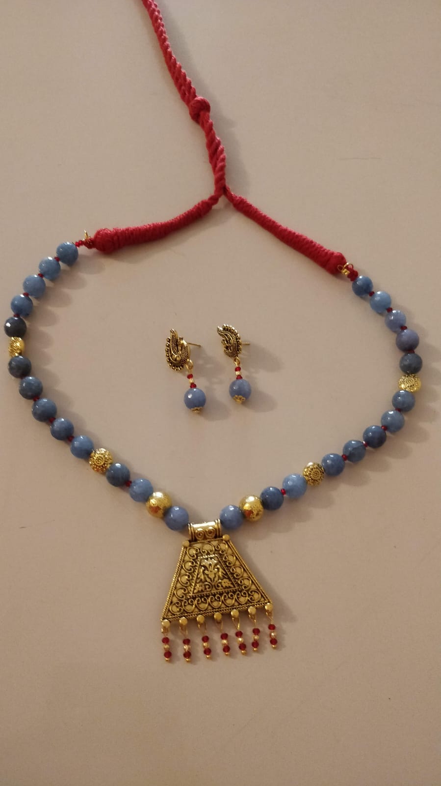 Traditional Beaded Necklace and Earring Set