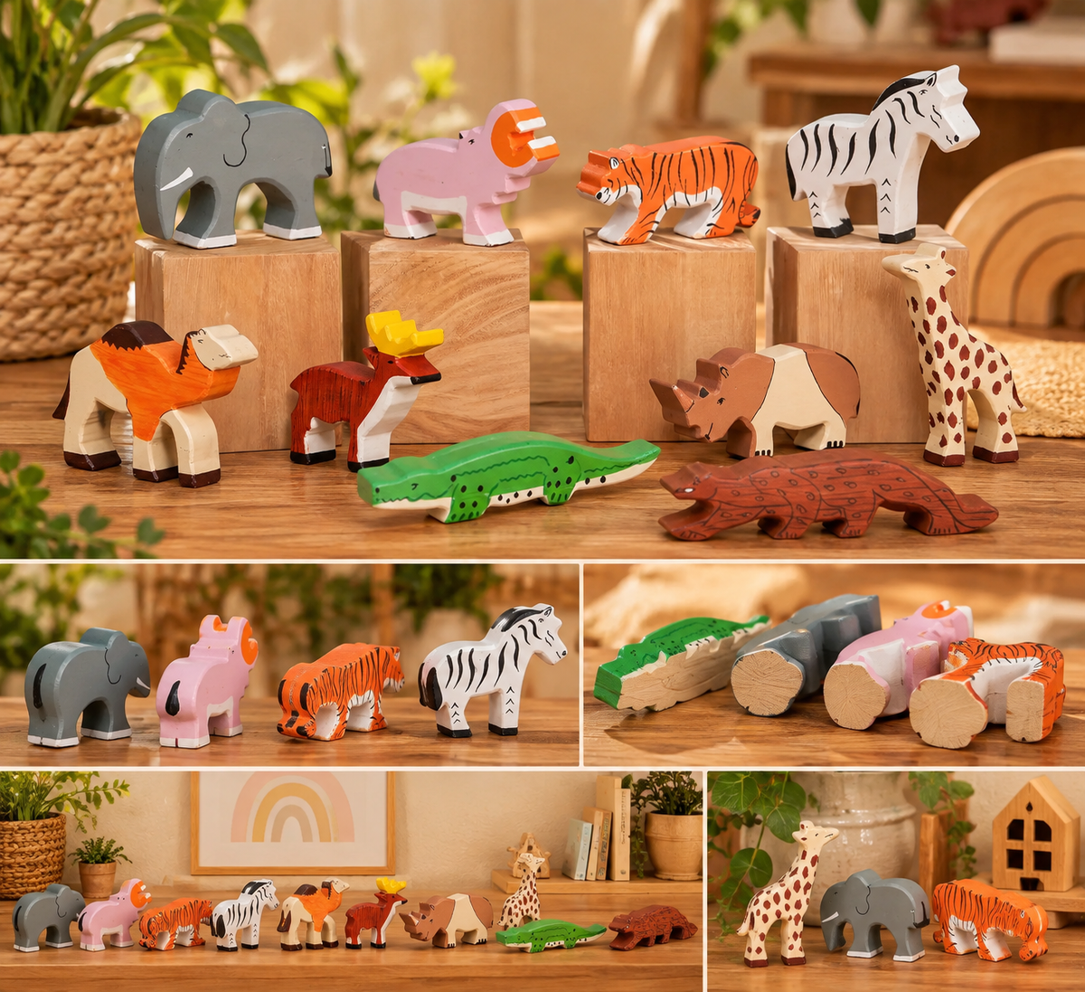 10 Piece Wooden Wild Animals