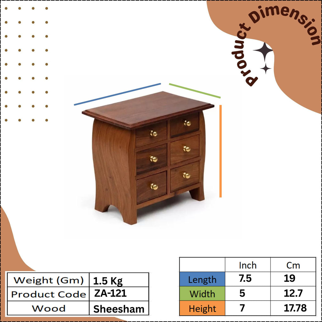 Premium Handcrafted Wooden Miniature Drawer Chest – 6-Slot