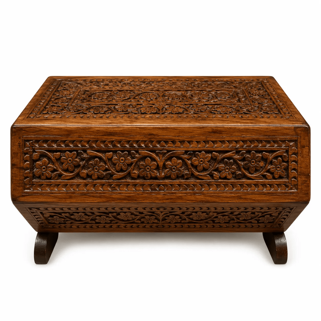 Exquisite Hand-Carved Wooden Bangle Box
