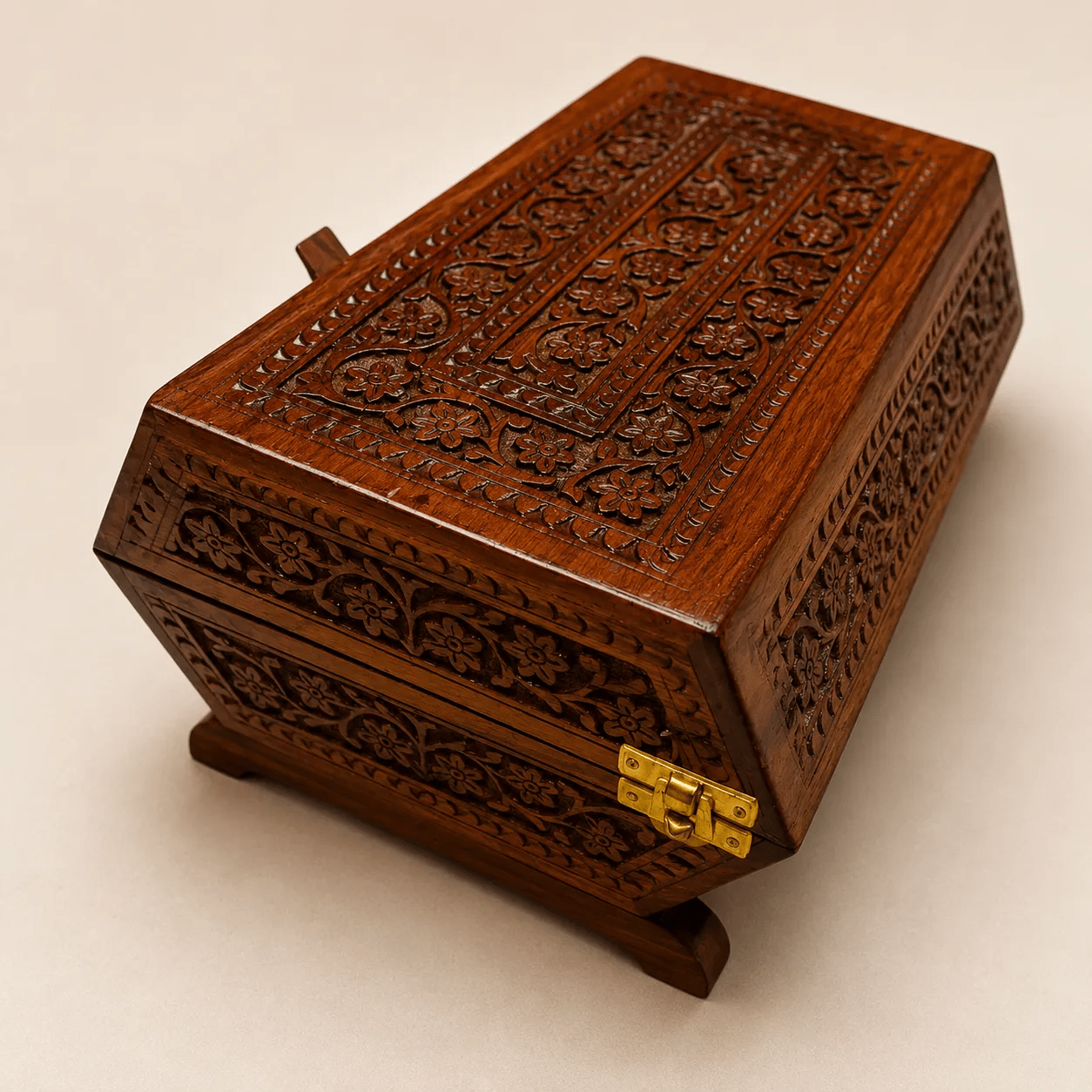 Exquisite Hand-Carved Wooden Bangle Box