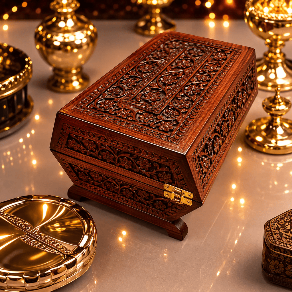 Exquisite Hand-Carved Wooden Bangle Box