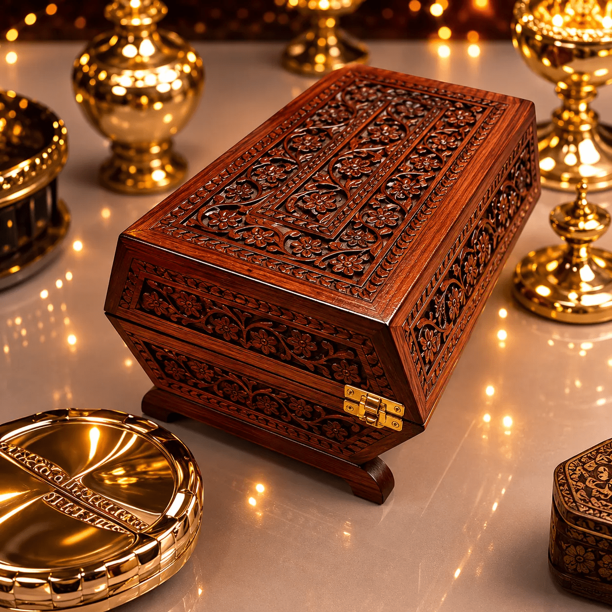 Exquisite Hand-Carved Wooden Bangle Box