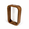 Handcrafted Premium Acacia Wood & Glass Flower Vase – Modern Decorative Table Vase with Glass Tube | Luxury Minimalist Home Décor for Living Room, Bedroom, Office | Brown (5.5 x 2 x 9 Inch)